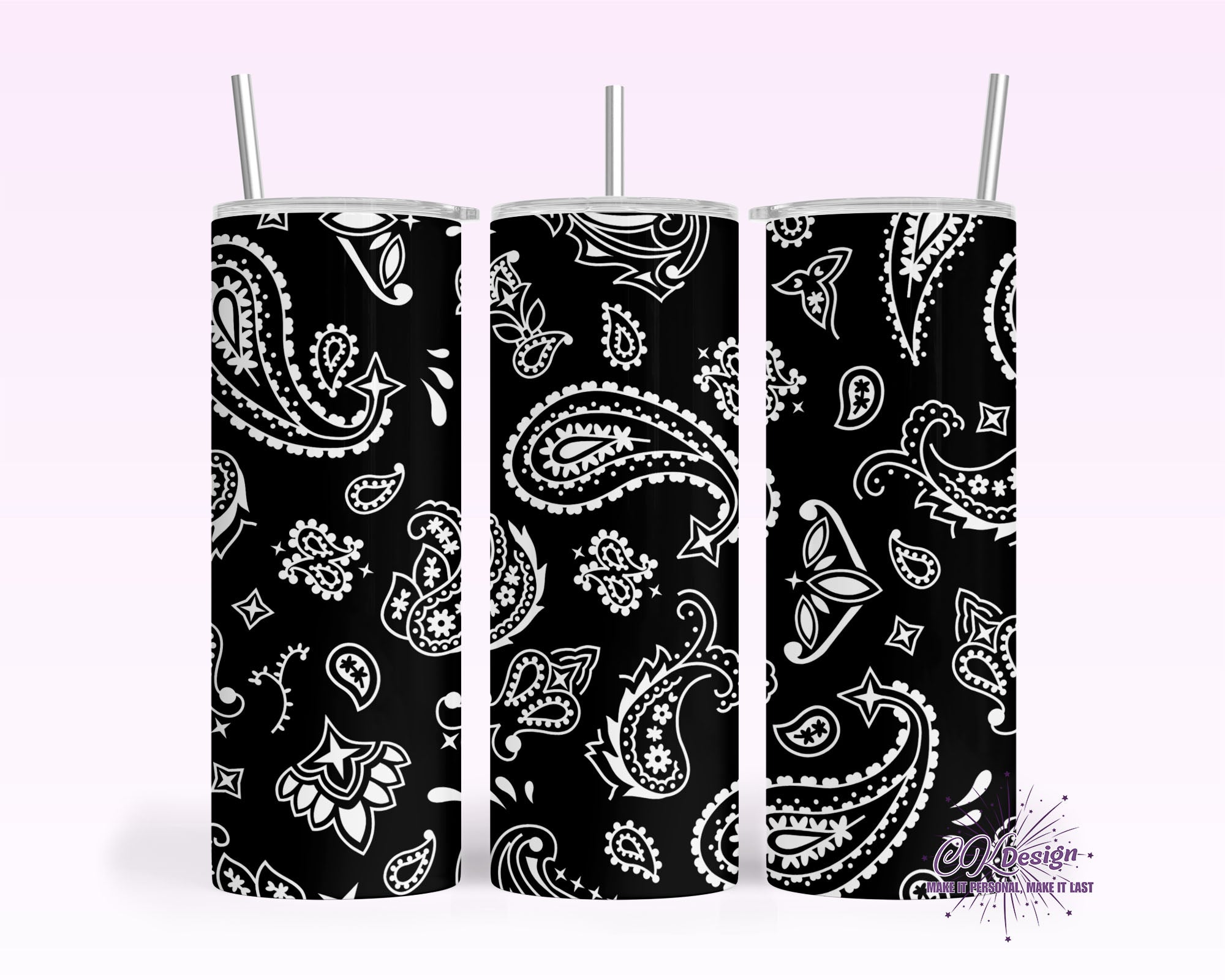 Black Paisley Tumbler