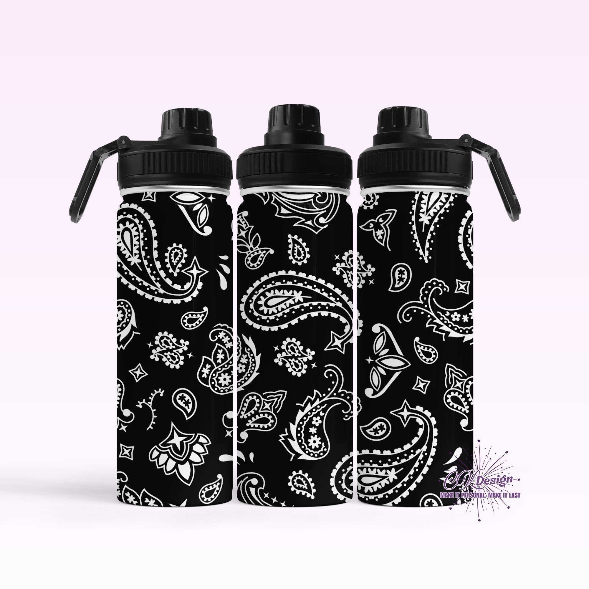 Black Paisley Hydro Water Bottle