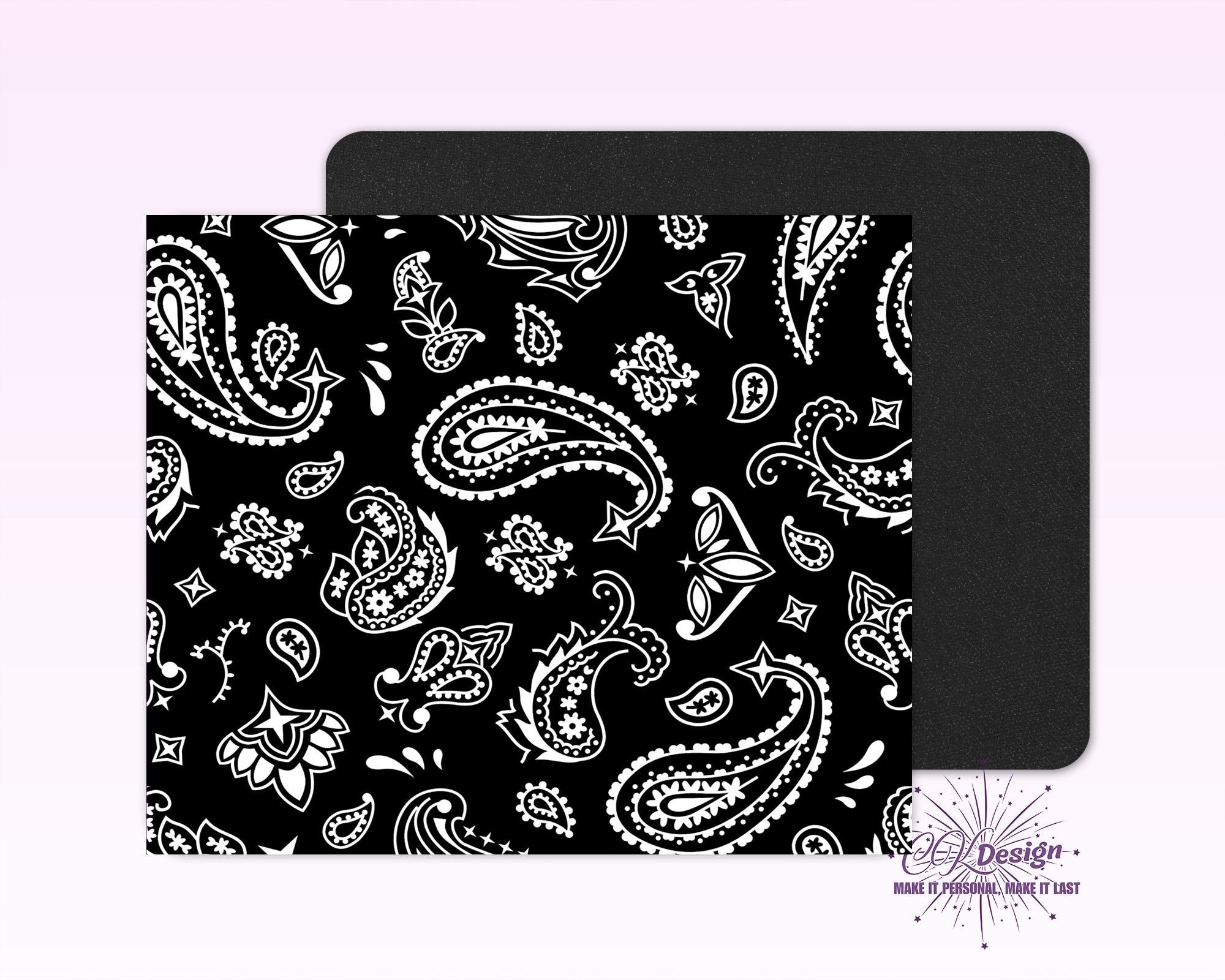 Black Paisley Mouse Pad