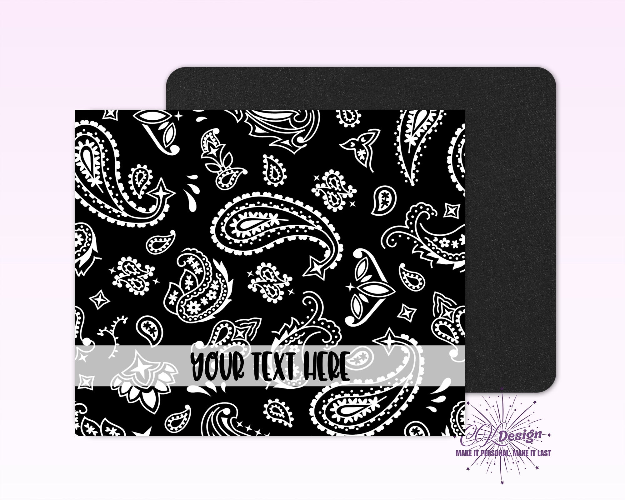 Black Paisley Mouse Pad