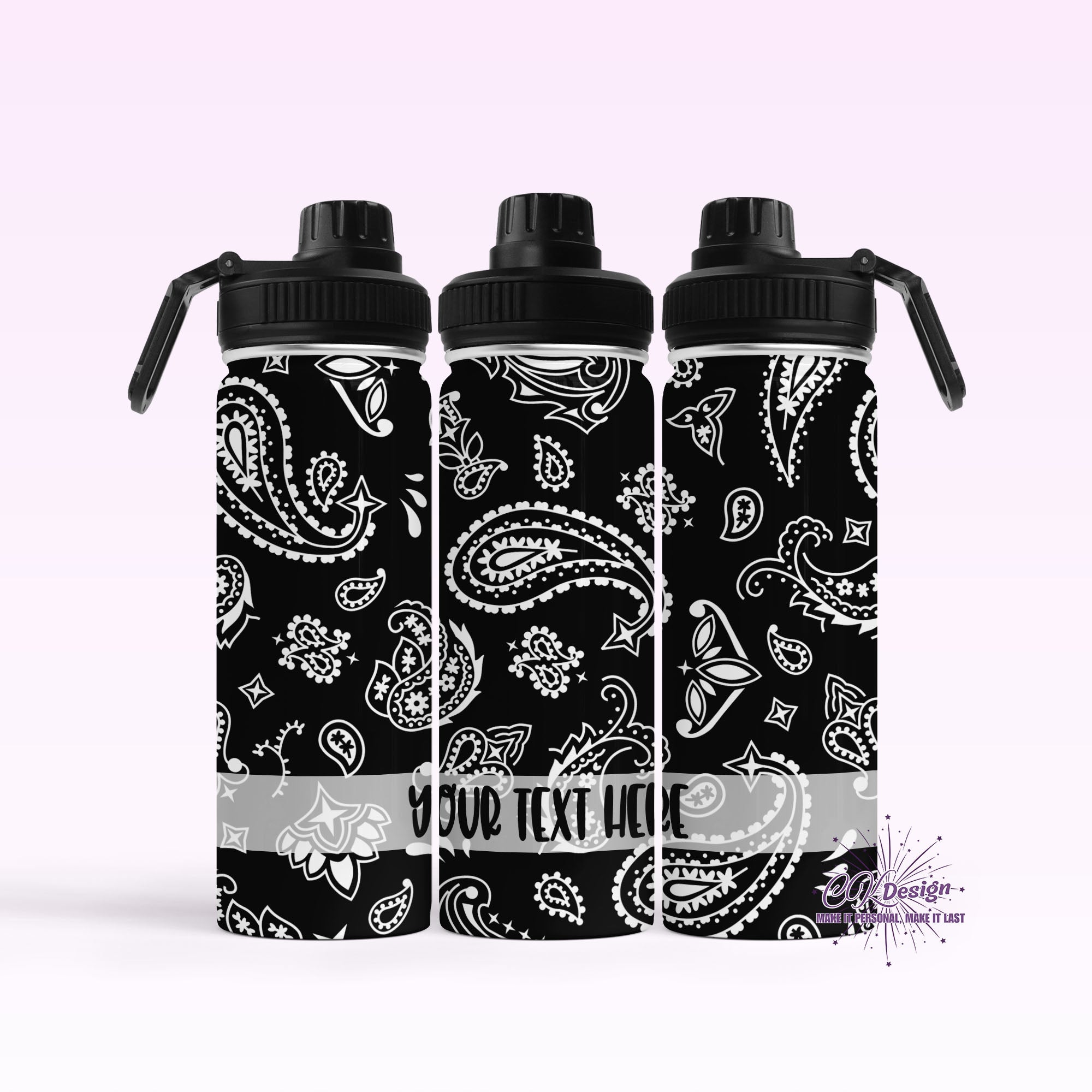 Black Paisley Hydro Water Bottle