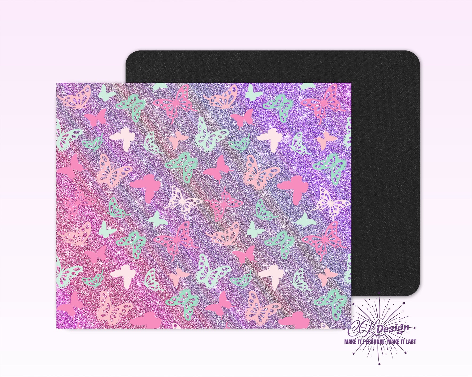 Purple Pink Butterfly Mouse Pad