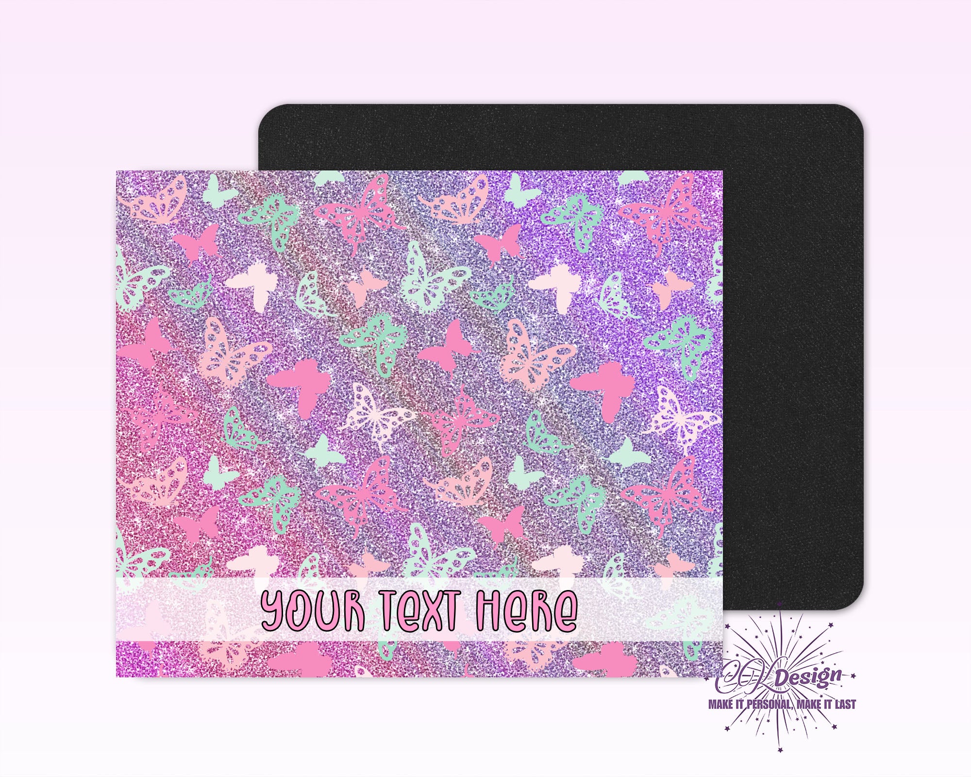 Purple Pink Butterfly Mouse Pad