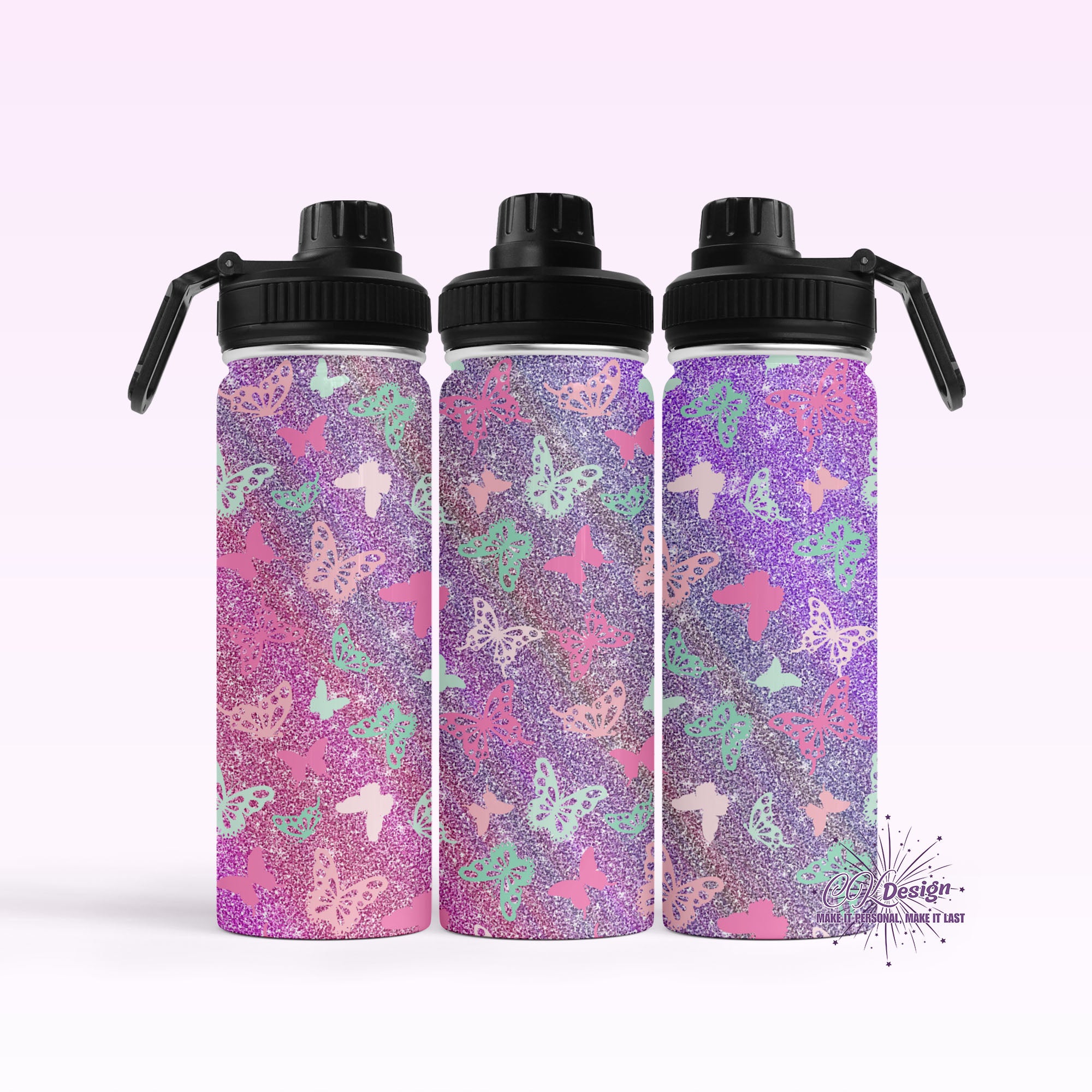 Purple Pink Butterfly Hydro Water Bottle
