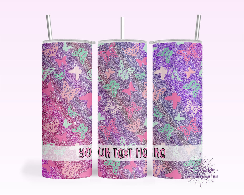 Purple Pink Butterfly Tumbler