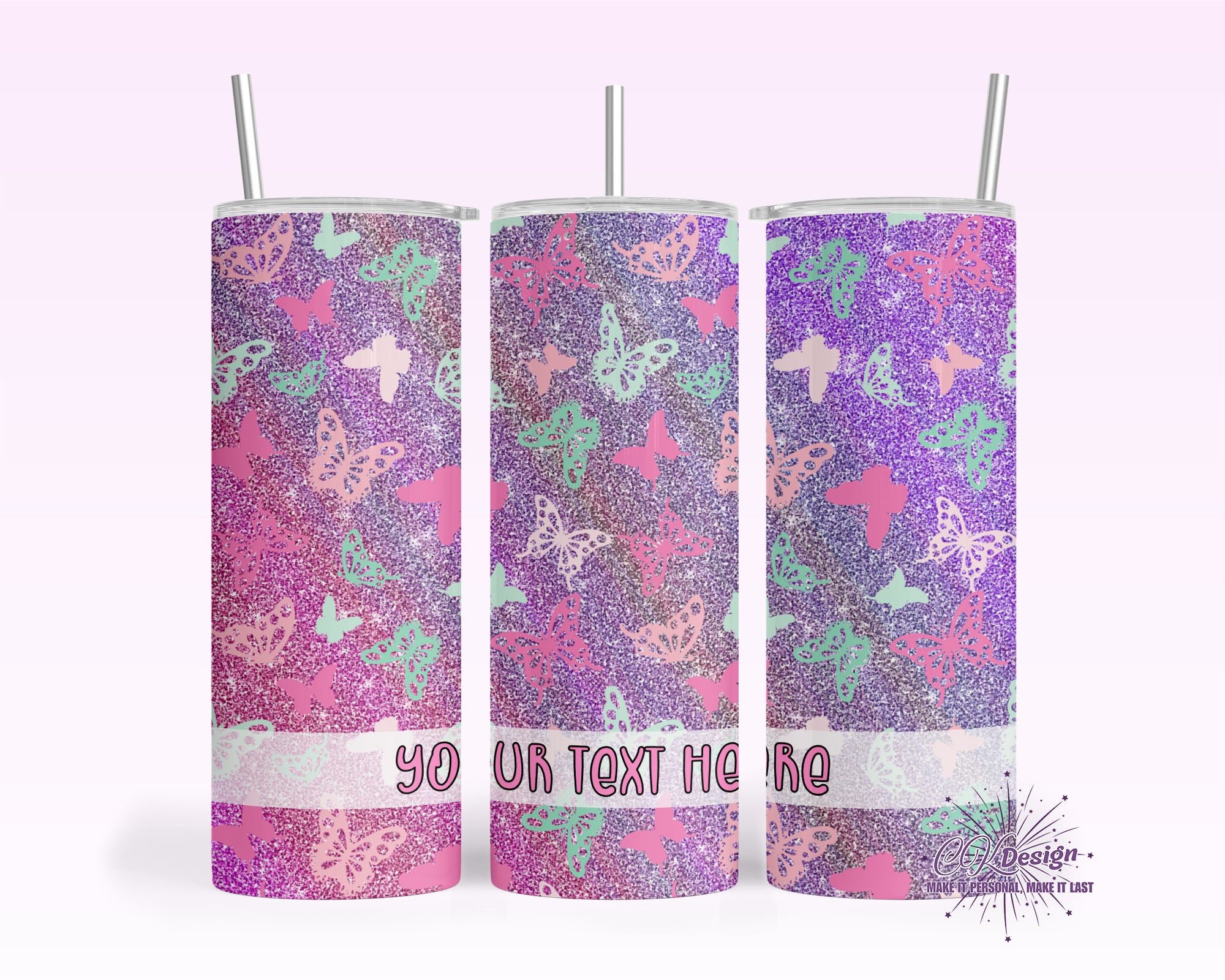 Purple Pink Butterfly Tumbler