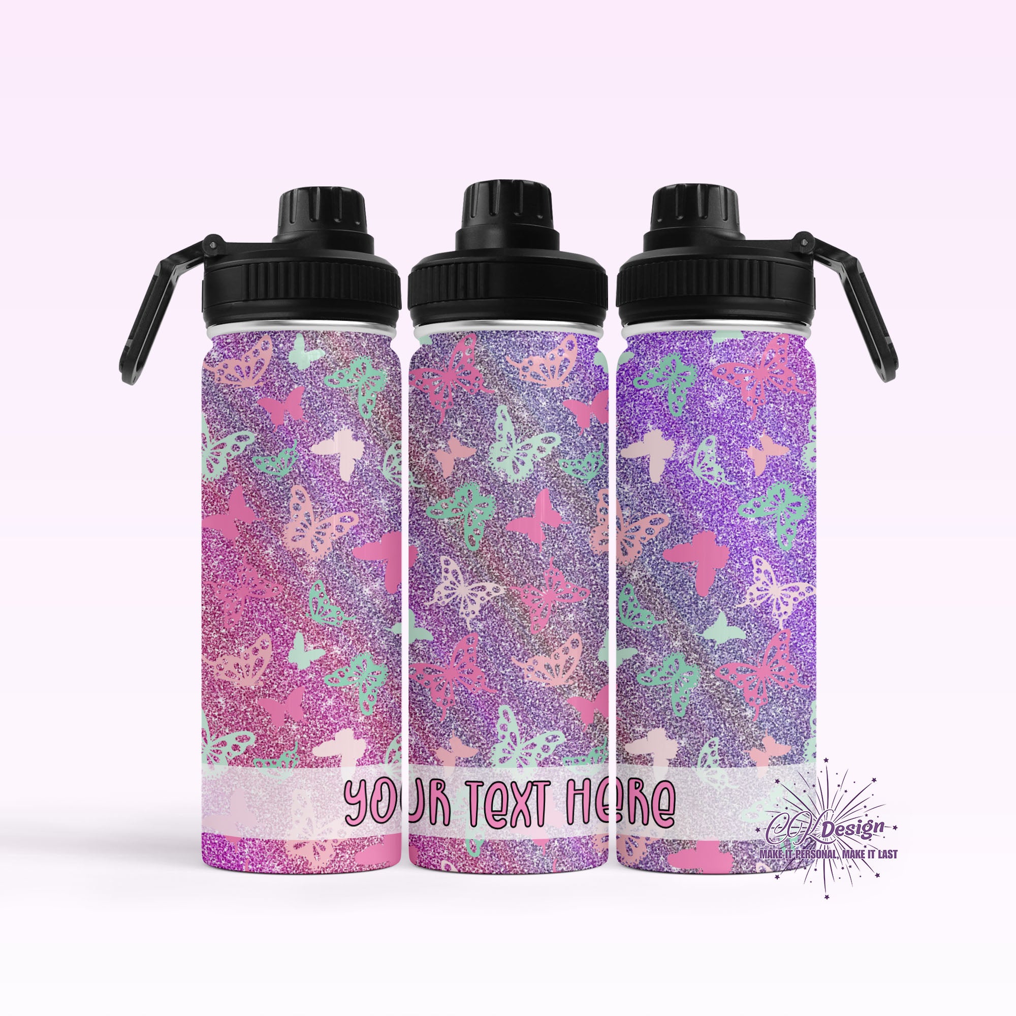 Purple Pink Butterfly Hydro Water Bottle