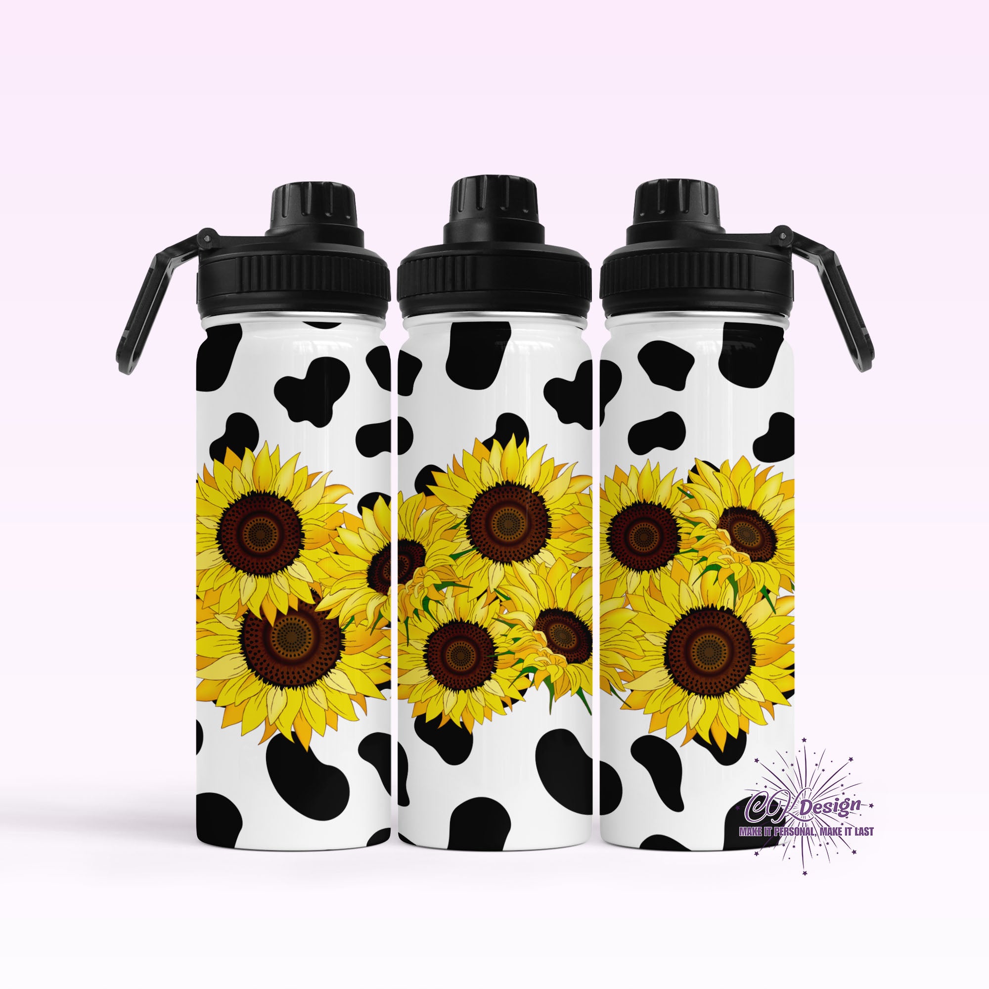 Cowprint & Sunflowers Hydro Water Bottle