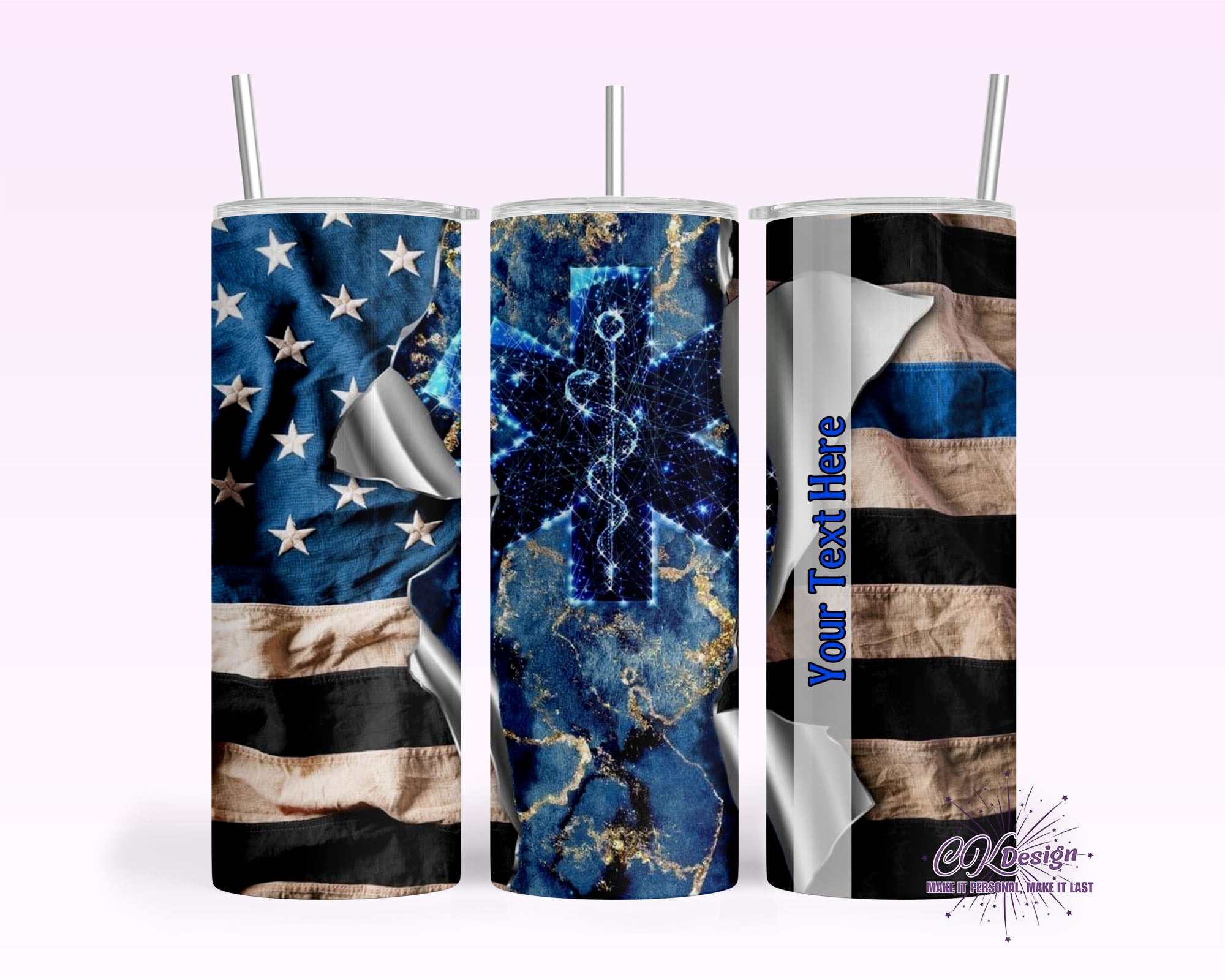 Blue Patriotic Paramedic Tumbler