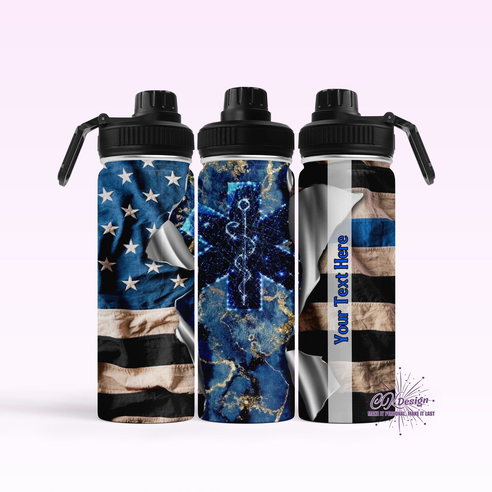 Blue Patriotic Paramedic Hydro Water Bottle