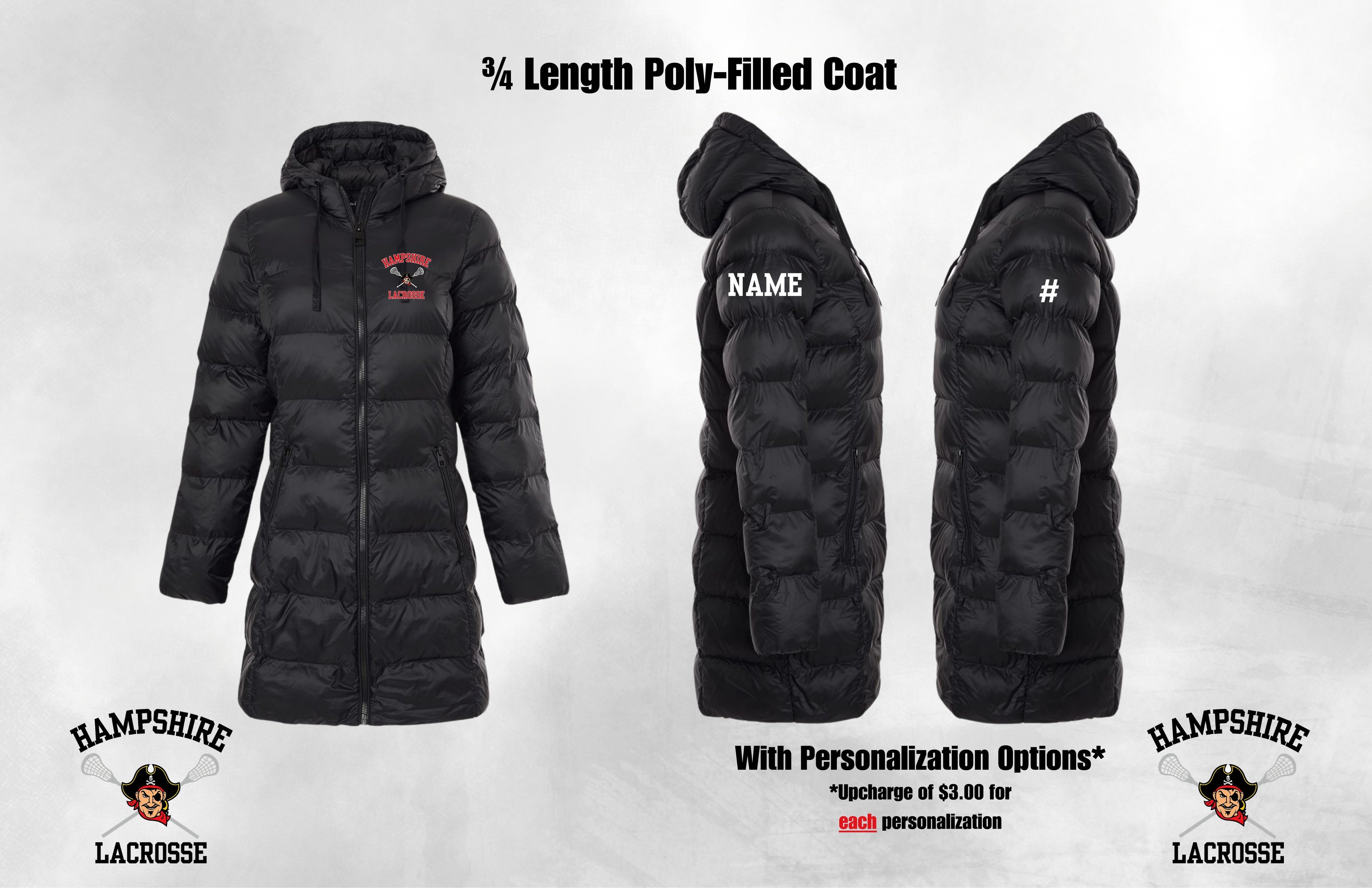 Women's Poly-Filled 3/4 Length Coat