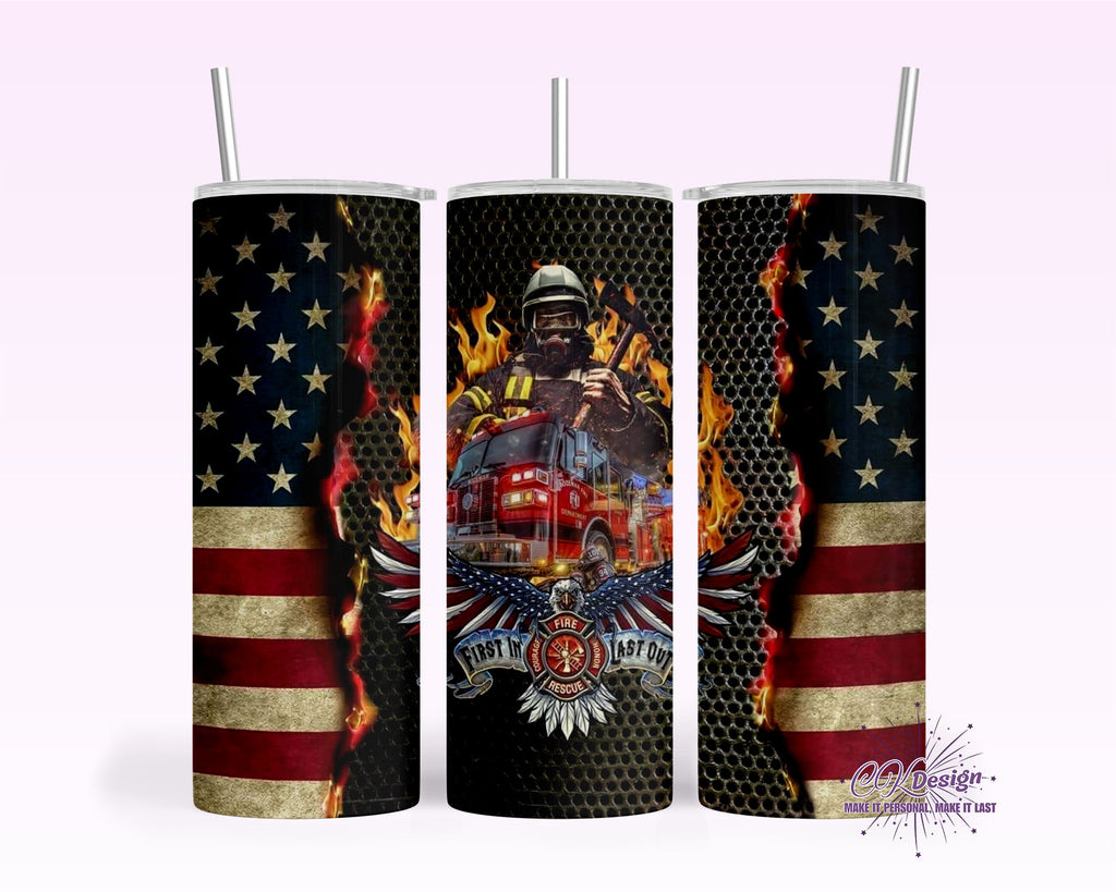 Patriotic Fireman Tumbler