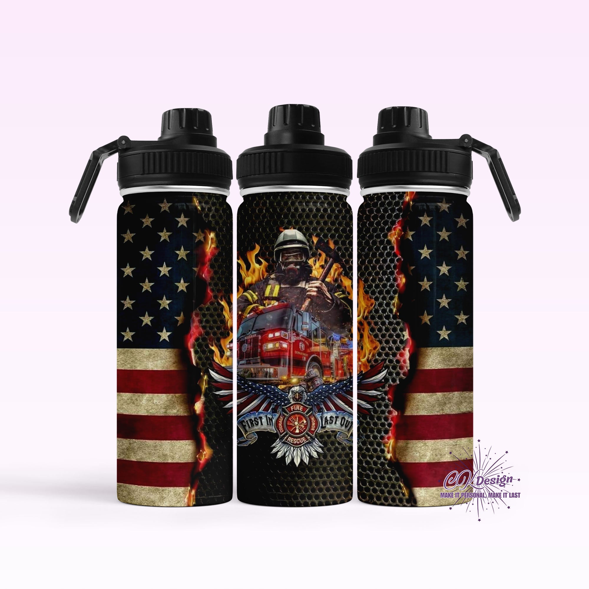 Patriotic Fireman Hydro Water Bottle
