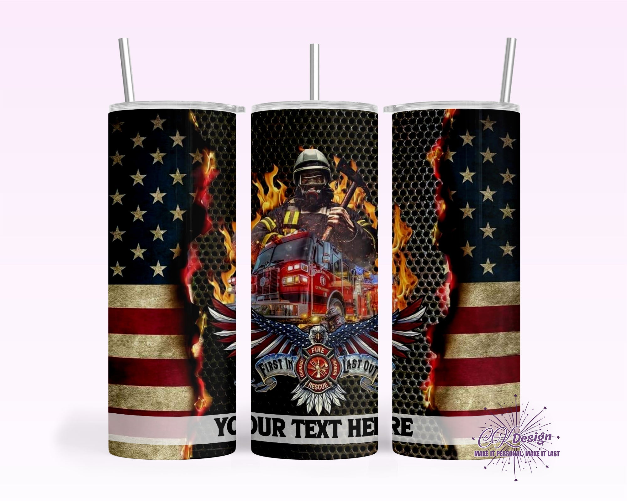 Patriotic Fireman Tumbler