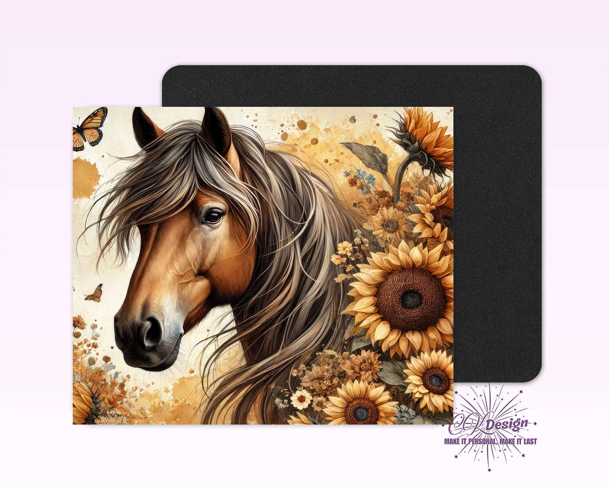 Sunflower & Horse Mouse Pad