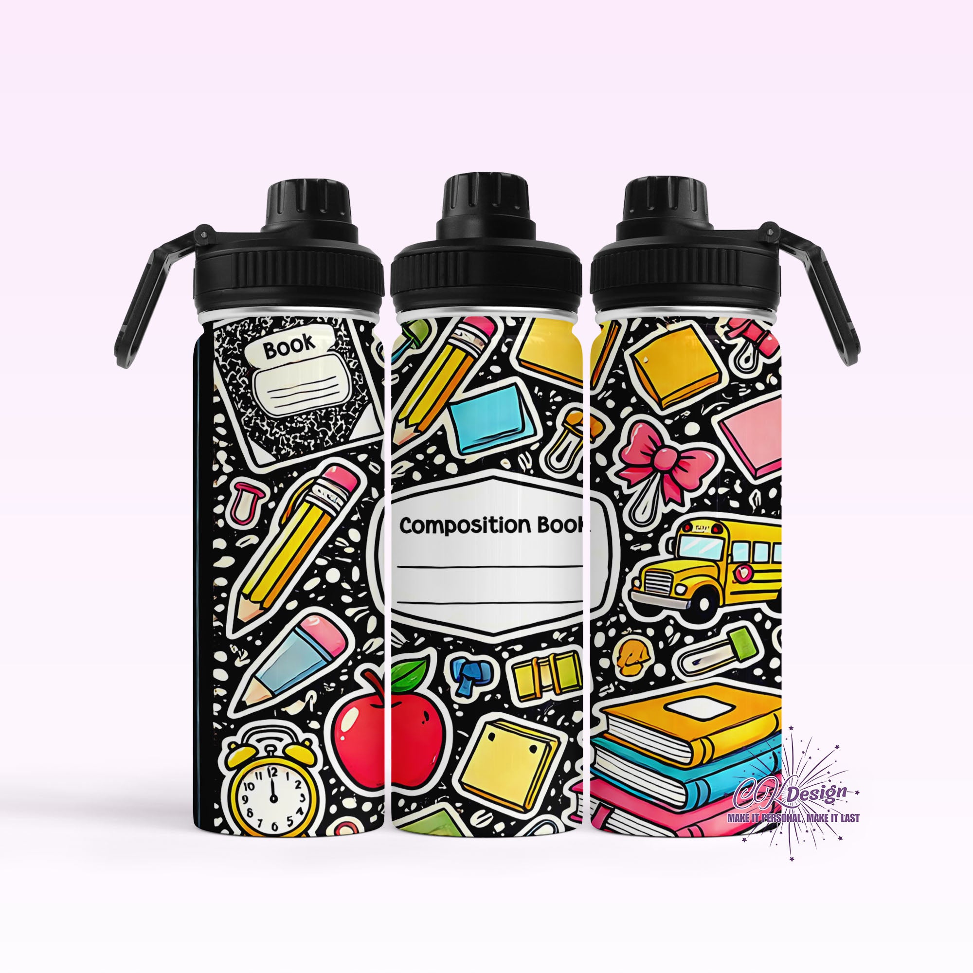 Composition Book Black Hydro Water Bottle