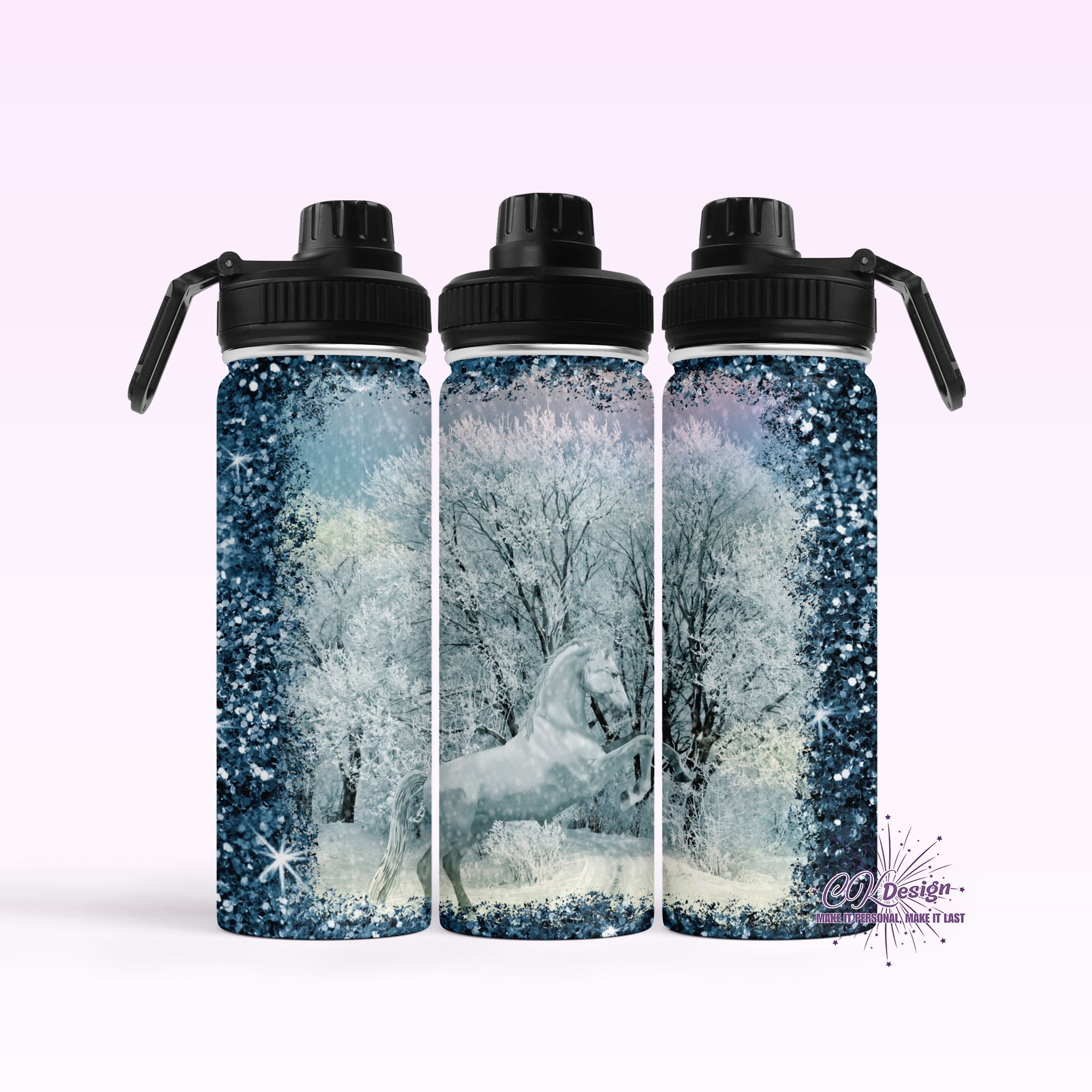 Winter White Horse Hydro Water Bottle