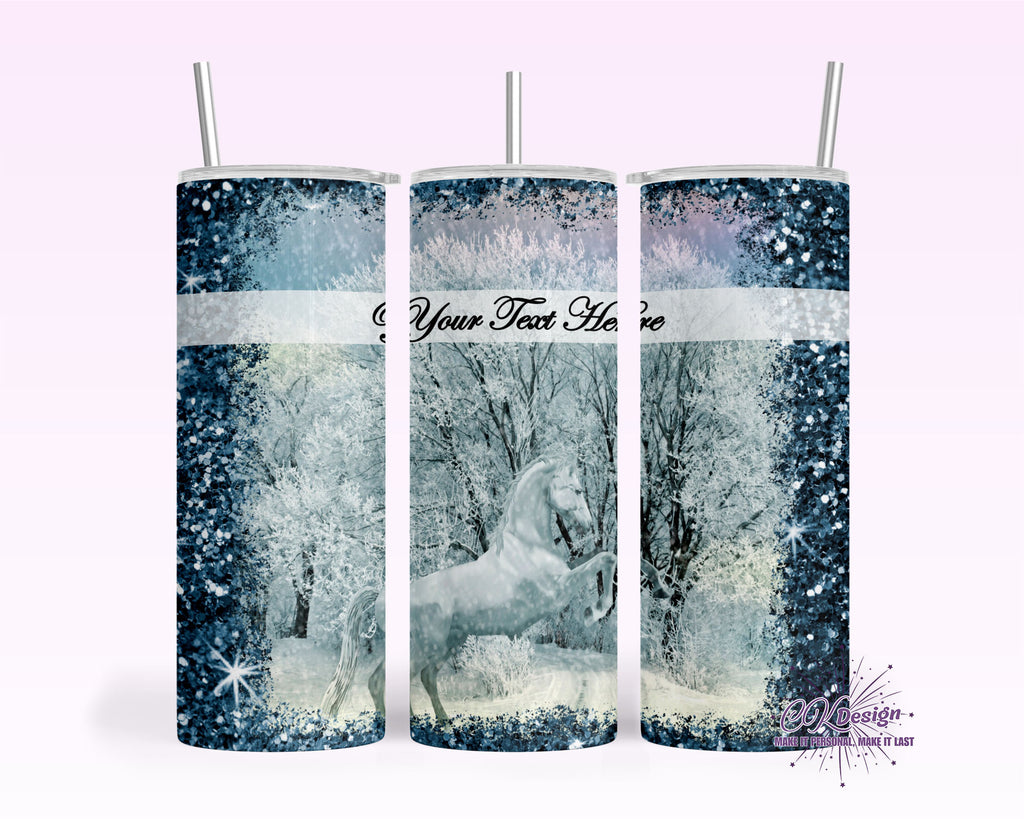 Winter White Horse Tumbler