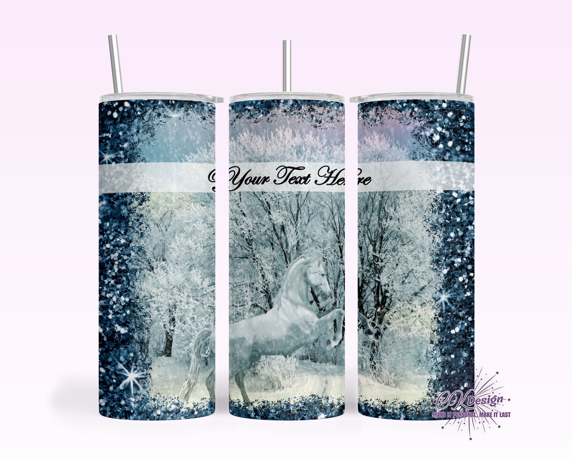 Winter White Horse Tumbler
