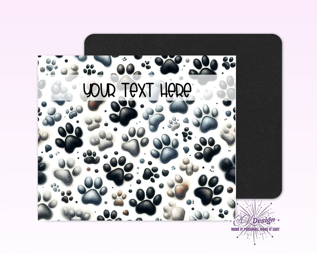 BW Paw Prints Mouse Pad