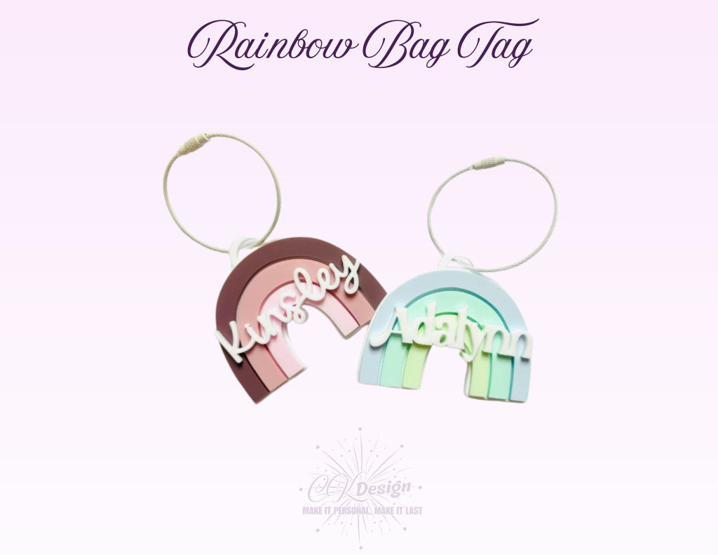 Rainbow Boho Name Bag Tags